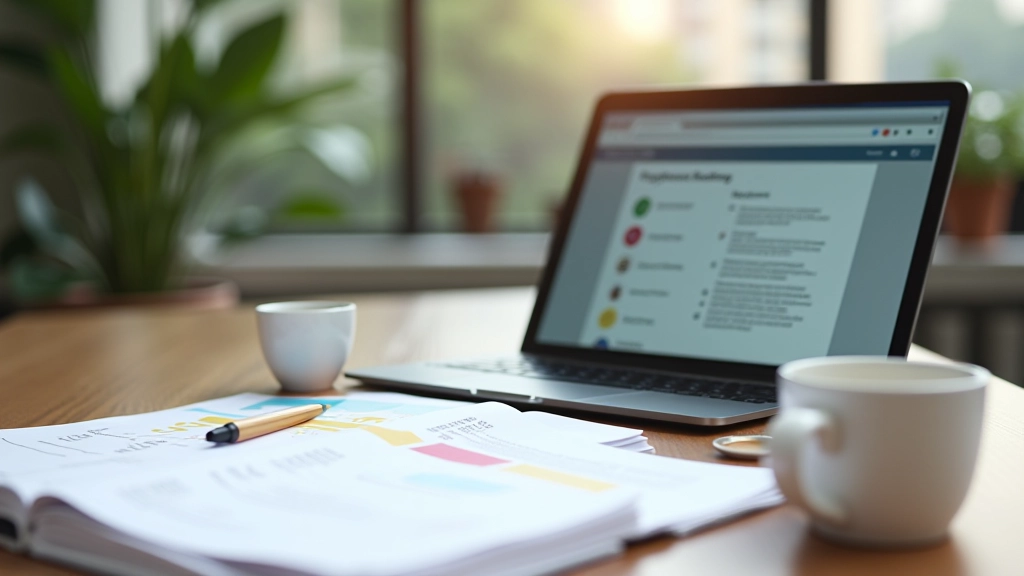 Online learning setup with laptop, notebook, and coffee for career transition skill building