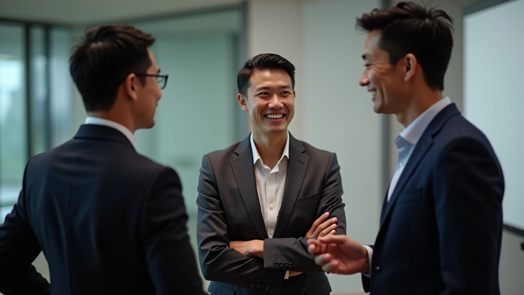 Group of professionals having genuine conversation at industry networking event, relaxed interaction showing authentic professional relationships and community