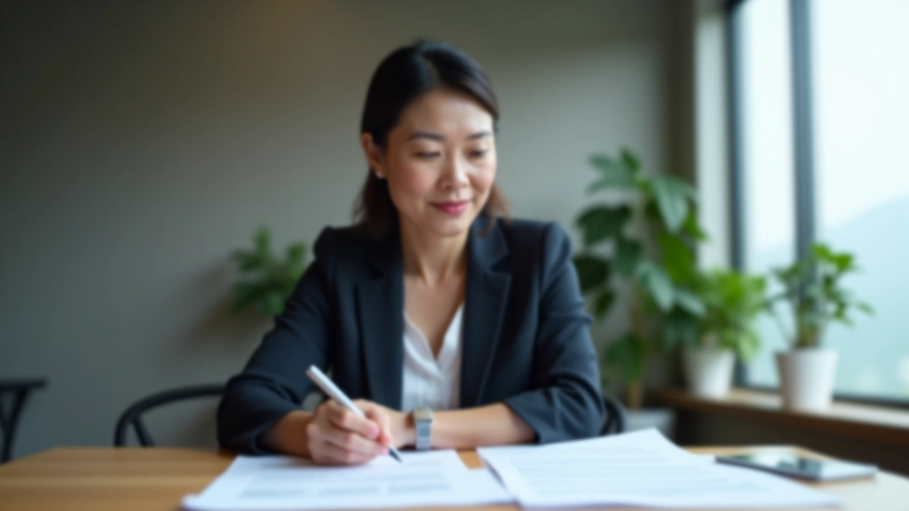 Professional sitting at desk reviewing career transition strategy documents and timeline